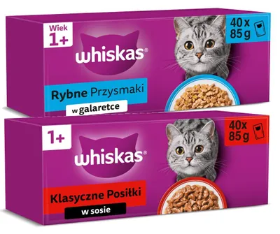 Zdjęcie produktu dla Whiskas Adult 80x85g Rybne Przysmaki Galaretka I Klasyczne Posiłki W Sosie Mokra Karma Dla Dorosłych Kotów