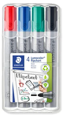 Produktbild von Staedtler - Filzstift 356 für Flipchart rund 2mm 4 Stück sortiert | 5 Stück