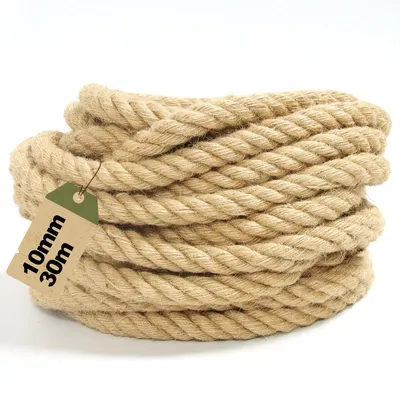 Image de Corde en jute résistante, de 10 mm de diamètre et de 30 mètres de longueur, idéale pour la décoration et les projets de bricolage