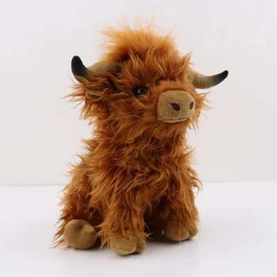 Produktbild von Hochlandkuh Kuscheltier 25cm Plüschtier Stier Tierpuppe Kinder Geschenk Mädchen Jungen weiches Plüsch