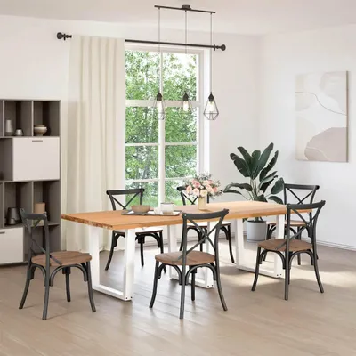 Image de vidaXL Pieds de table de salle à manger en V 3 pièces blanc 80x(72-73,3) cm acier