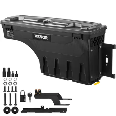 Immagine prodotto di Cassetta portaoggetti per camion VEVOR, con coperchio chiudibile a chiave, contenitore per attrezzi in ABS impermeabile da 6,6 galloni/20 litri, compatibile con Chevrolet Silverado 1500 e GMC Sierra 1500 dal 2019 al 2020, lato passeggero, colore nero