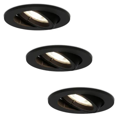 Image de HOFTRONIC - Lot de 3 spots LED encastrables Oslo 4W 4000K Dimmable Noir
