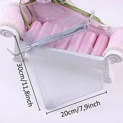 Produktbild von 100 Stück Organzasäckchen in Grau, 20x30 cm, mit Tunnelzug für Geschenke und Schmuckaufbewahrung