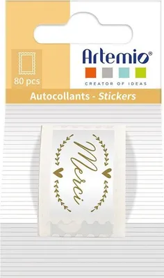 Produktbild von 80 Merci Aufkleber - 25 x 33 mm
