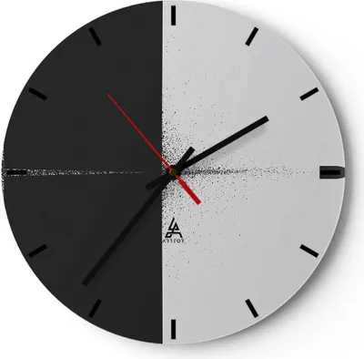 Produktbild von Wanduhr - Rund - Glasuhr - Kugel Schwarzweiß Modern - 40x40cm - Schleichendes Uhrwerk - Lautlos - zum Aufhängen bereit - Dekoration Modern - Wanddekoration aus Glas - C3AR40x40-4492