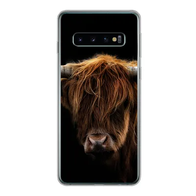Produktbild von MuchoWow® Handyhülle Schutzhülle Hülle für Samsung Galaxy S10 Schottischer Highlander - Hörner - Schwarz - Tiere - Natur - Wild - Kuh Silikon Softcase Handy Hülle - Handytasche