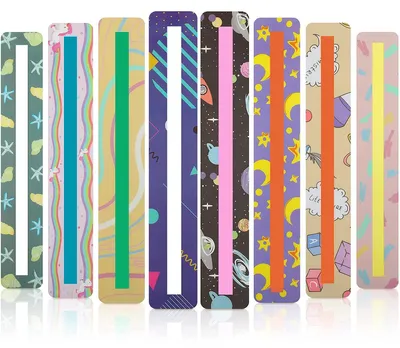 Immagine prodotto di Leselineal - Set da 8 pezzi - 19 x 3,2 cm - Strisce di lettura con finestre trasparenti e marcature colorate - Strumento di supporto per la lettura guidata - Adatto a bambini e per l'uso scolastico