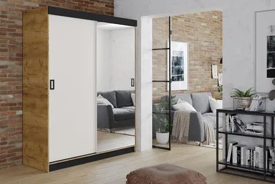 Produktbild von KIER FURNITURE Mehrzweckschrank RETRO 1 138 - Eiche Craft Gold + Weiß 138x205x59 cm