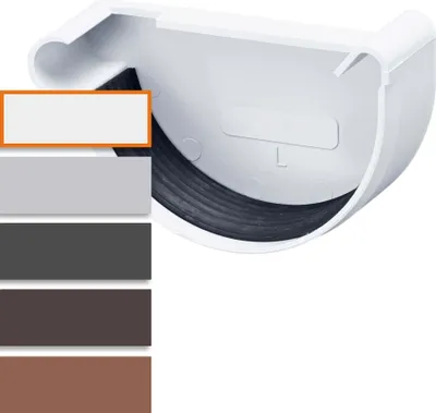 Produktbild von INEFA Dachrinnen Endstück halbrund, PVC NW150 / 150mm, links Weiß Dachrinnenzubehör, einfache Steckmontage,  Germany