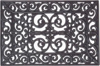 Produktbild von HOMESCAPES Viktorianische gemusterte Fußmatte, 60 x 40 cm, schwarz