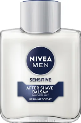 Produktbild von NIVEA Sensitive After Shave Balsam, After-Shave-Balsam, Empflindliche Haut, 100 ml, Feuchtigkeitsspendend, Glättend, Weichmachend, Beruhigend, Flasche, 24 h