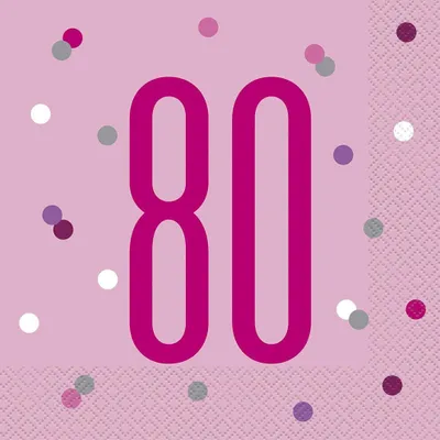 Produktbild von 16 Servietten Happy 80th Rosa 33cm