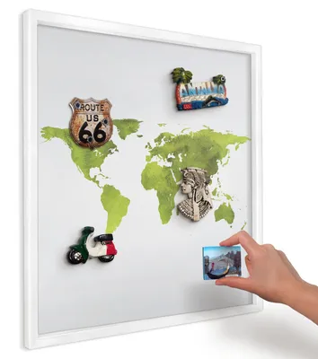 Produktbild von Magnettafel 50x50 cm mit weißem Rahmen - Magnetische Metalltafel, Magnetpinnwand zur Wandmontage für Wohnzimmer, Küche, Flur, Kinderzimmer und Büro - Grüne Karte