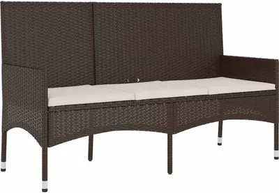 Produktbild von vidaXL Gartenbank 3-Sitzer mit Kissen Braun Poly Rattan