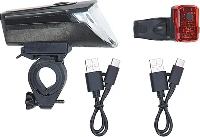 Produktbild von PROPHETE LED Akku-Beleuchtungsset – 70 Lux Scheinwerfer mit OSRAM LEDs, USB-C Wiederaufladbar, StVZO Zugelassen, Werkzeugfreie Montage, Wasserdicht