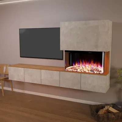 Produktbild von Glow Fire Wochnwand mit Elektrokamin 'CW5' | LED Wandkamin in Weiss/ Schwarz mit Heizung (1500 W) | HxBxT: 250x139x42 cm
