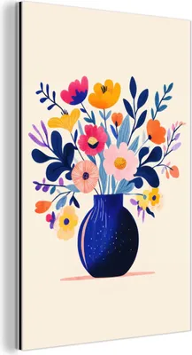Produktbild von MuchoWow Wanddekoration Metall Metallbild Wandkunst 20x30 cm Vase - Blumen - Blumenstrauß MuchoWow Aluminium Gemälde - Alu Dibond Bild