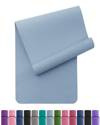 Productafbeelding van Narwhal yogamat, antislip fitnessmat, milieuvriendelijke TPE sportmat met draagriem, gymnastiekmat voor Pilates, yoga en training. Afmetingen: 183 x 61 x 0,6 cm (blauw)