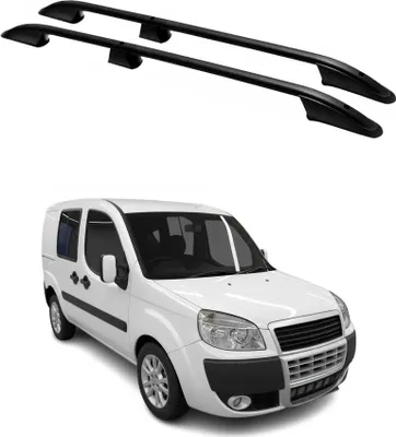 Image de Barres de toit longitudinales pour Fiat Doblo 2000-2010 L1 Aluminium Noir