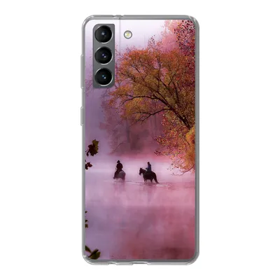 Produktbild von MuchoWow® Handyhülle Schutzhülle Hülle für Samsung Galaxy S21 Pferde - Nebel - Wald Silikon Softcase Handy Hülle - Softcase