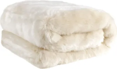 Immagine prodotto di Casa Padrino copriletto / coperta bianca 170 x 145 cm - coperta accogliente in Pelliccia sintetica