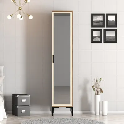 Obrázek produktu pro Skye Decor, Kumsal R - ořech, krémová, šatní skříň, ořech, 100 % MELAMÍNEM POVLÁKNĚNÁ DESKA, 40 x 201,4 x 47,5 cm