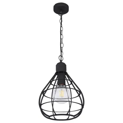 Produktbild von Hängeleuchte, Metall, schwarz, Gitterschirm, E27, D 25 cm
