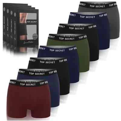 Obrázok produktu pre TOP SECRET Pánske boxerky 8 ks bavlnenej spodnej bielizne Farebné s čiernym pásom Veľkosť M