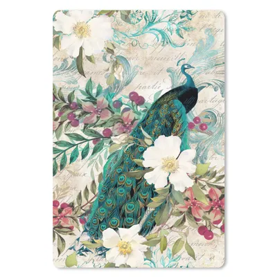 Produktbild von MuchoWow® Mauspad Mousepad Kunst - Pfau - Blumen 40x60 cm - Mousepads - Maus Mat - Pad - Mausunterlage - Schreibtisch Accesoire