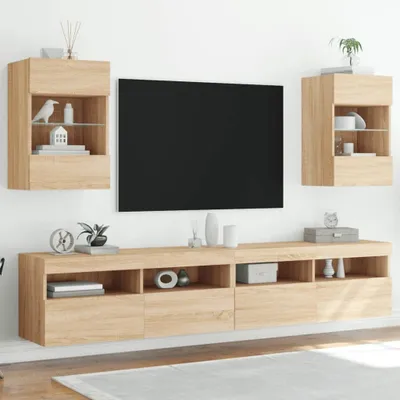 Produktbild von Maison Exclusive - Wandschränke mit LED-Leuchten für TV 2 Stk. Sonoma-Eiche