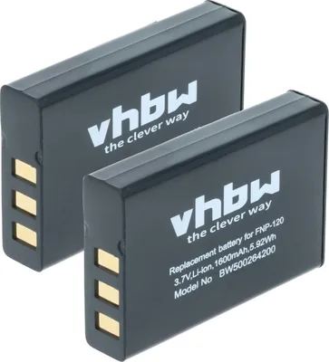 Produktbild von vhbw 2x Akku kompatibel mit Aiptek HDDV 8300, DXG-595V, Cinema V10 Plus, AHD H12 Extreme Kamera (1600 mAh, 3,7 V, Li-Ion)