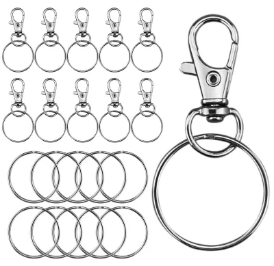 Schlüsselanhänger-Set 30-tlg. mit Karabiner und Ring, silber
