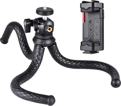 Produktbild von Octopus-Tischstativ, Telefonstativ, flexibles Kamerastativ mit 1/4-Zoll-Schraube und Telefonhalter, 1,5 kg Tragkraft fuer Smartphone-Kamera, Vlog, Selfie, Live-Streaming