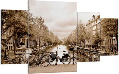 Produktbild von Bild auf Leinwand - Leinwandbild - Kanal Fahrräder Amsterdam Zentrum - 160x90cm - Wand Bild - Wanddeko - Leinwanddruck - Bilder - Kunstdruck - Leinwand bilder - Wandkunst - DL160x90-2971