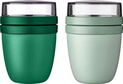 Produktbild von Mepal | Lunchpot Ellipse Mixed | Vivid Green + Nordic Sage | Müslibecher to go | Unterteilung für Joghurt & Müsli | 500 ml + 200 ml | Geeignet für Gefrierschrank, Mikrowelle & Spülmaschine