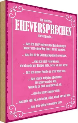 Zdjęcie produktu dla vianmo Drewniany znak 18x12 cm ein ehrliches Eheversprechen