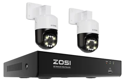 Produktbild von Sicherheitskamerasystem, KI-Erkennung, Gegensprechfunktion, 5MP 2 Stück PTZ Kameras-a, Keine