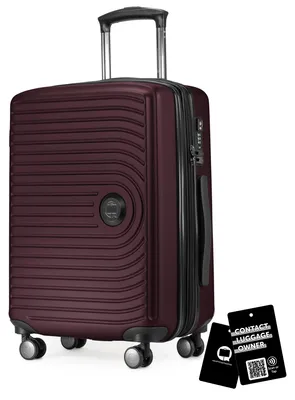 Produktbild von Mitte - Handgepäck-Koffer + digitaler Gepäckanhänger Kofferschild, Kabinentrolley XL-Erweiterung Bordgepäck Hardcase Handkoffer Flugzeug Carry-On 55 L TSA,Burgund