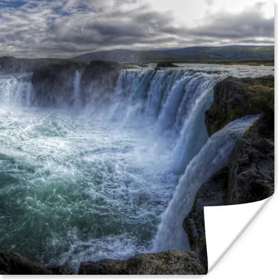 Produktbild von MuchoWow® Poster Island - Wasserfälle - Blau 100x100 cm - Babyzimmer