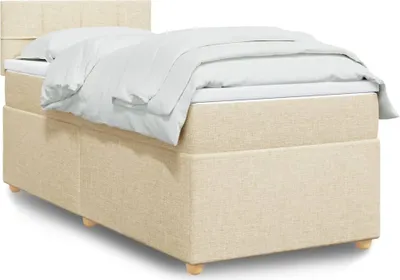 Produktbild von Design Boxspringbett mit Matratze Creme 100x200 cm Stoff, Klassische Betten 2024 Neu