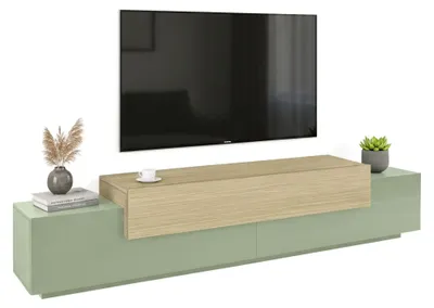Produktbild von Dmora TV-Möbel Curino 240x45x51,5 cm Grün, 3 Regale, 4 Fächer