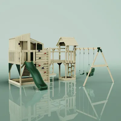 Produktbild von OutdoorToys Spielturm Emma aus Holz in Grün Babyschaukel