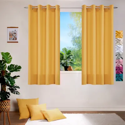 Produktbild von heimtexland ® Deko Vorhang Baumwolle Dekoschal Blickdicht Einfarbig Ösenschal Gardine Typ849 Gelb HxB 160x140 cm