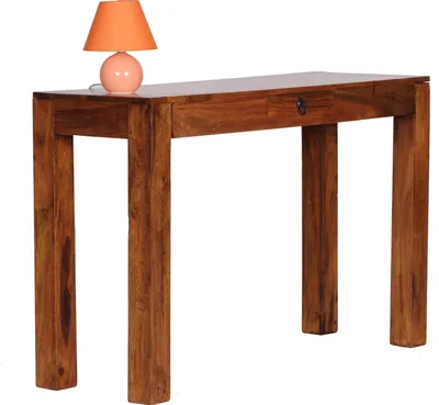 Produktbild von WOHNLING Konsolentisch MUMBAI Massivholz Sheesham Konsole mit 1 Schublade Schreibtisch 120 x 40 cm Landhaus-Stil Sideboard