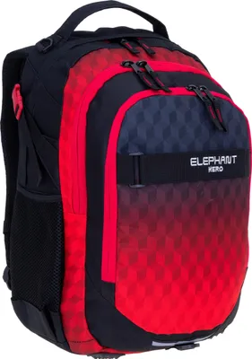 Produktbild von Schulrucksack 3 Teile Set Elephant Hero Signature Rucksack Schulmappe Jungen Schulrucksackset Held Premium 12868 rsm Red Cube (Rot Schwarz)