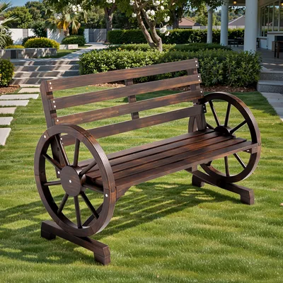 Produktbild von BEALIFE Gartenbank 2-Sitzer 102x56x79 cm aus Fichtenholz, Rad-Optik, 300 kg belastbar | Für Garten & Balkon | WR219