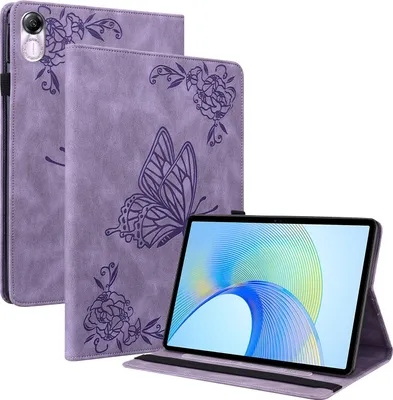 Produktbild von Für Honor Pad X9 / X8 Pro Schmetterling Muster Kunstleder Hülle Cover Tasche Case Lila