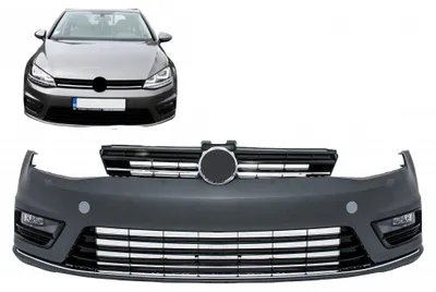 Image de Pare-chocs avant pour VW Golf 7 VII 2013-2017, style R-Line, extension inférieure pour phares antibrouillard.
