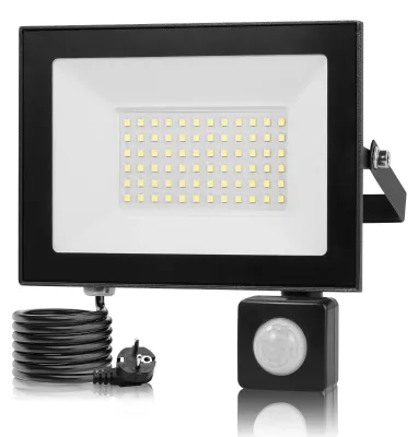 Produktbild von LED-Flutlichtstrahler - 50 W - 5er-Pack - Warmweiß 3000 K - IP66 Wasserdicht - Für Außenbereiche - EU-Stecker mit Schalter